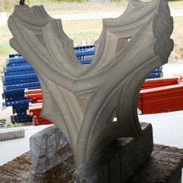 stone carving for a bay window church located in the Charente